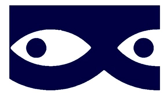 Logo 'Criminal Story Books': dark navy rectangle with two white crescent shapes forming an abstract pair of eyes or a mask.